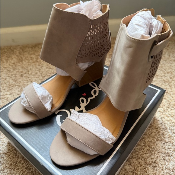 Qupid Shoes - Qupid Taupe Cutout Heeled Sandals